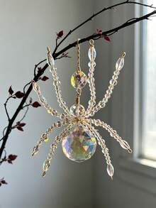 1pc Halloween Christmas Crystal Spider Suncatcher, Beaded Spider Pendant Crystal Prism, Rainbow Maker Window Hanging Decor, Home Indoor Tree Party Decoration - Crystal Spider - View 3