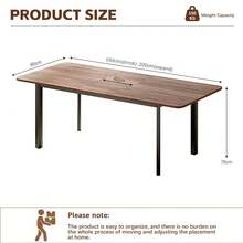 jiexi Expandable Dining Table, 160-200cm Walnut Rectangular Kitchen Table With Metal Legs, Space Saving For Living Room, Apartment - Walnut - View 2