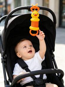 Soft Silicone Cartoon Duck Rabbit Accordion Baby Rattle Teether Toy, Stretchable And Foldable Sensory Musical Crib Toy With Crisp Bell Sound, Hand-Grip Chewable For Teething Relief, Montessori Early Education Fine Motor Skill Training Calming Soothing Toy, Lightweight Portable Travel And Tummy Time Play Toy, Ideal Gender-Neutral Baby Shower Registry Gift For Newborns, Toddlers, Boys And Girls Up To 18 Months - Multicolor - View 6