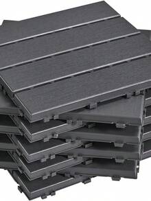 SoBuy 30-Pack Interlocking Floor Tile With Drainage Grooves, Plastic Paving Slab For Outdoor Use, 31*31*2 Cm, Load Capacity 113 Kg - A - View 1