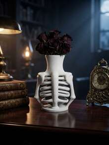 3D Printed Skeleton Vase Gothic Ribcage Desk Organizer White Bone Statue Tabletop Craft Halloween Home Decor - Multicolor - View 3