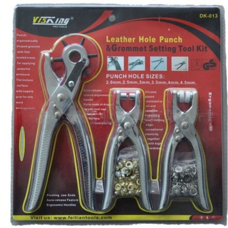 1pc Handheld Metal Hole Punch, Metal Grommet, Handmade DIY Leather Shoelace Punching Grommet, Rivet Round Hole Puncher For Belts, Loose-Leaf Paper, Earrings, Tags, A4 Files, Multi-Functional Office Punching & Binding Tool