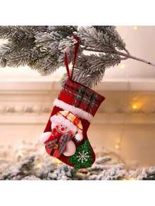 1pc Christmas Stocking Long Sock Burlap Tableware Holder Tableware Bag Santa Claus Snowman Reindeer Christmas Long Pants Christmas Party Table Decoration Fireplace Christmas Tree Hanging Decoration Home Decor - Multicolor - View 8