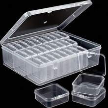 Transparent Plastic Storage Box With Multiple Small Compartments - Bead Storage Box With Hinge Flip Lid Design, Rectangular Plastic Material, Convenient For Storing Various Beads; Perfect For DIY Handmade Jewelry, Nail Art, Bracelet Making, Ideal Storage Tool For Jewelry Crafting, Also An Excellent Choice For Valentine's Day Gifts And Women's Gifts. - A - View 7