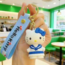 SANRIO 1pc Cartoon Silicone KT Cat Keychain, Cute Cat Car Bag Pendant Key Chain Small Gift - Multicolor - View 15