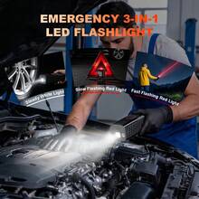 Pompa Udara Darurat 3-in-1 dengan Lampu Senter LED (Putih Konstan/Merah Berkedip Lambat/Merah Berkedip Cepat), Layar Digital Menampilkan Tekanan dan Level Baterai Secara Real-Time, 5 Mode Pengisian Udara yang Telah Ditetapkan, Mati Otomatis, Cocok untuk Mobil, Sepeda, Sepeda Motor, Bola, dan Aktivitas Luar Ruangan - Wireless - View 4