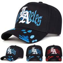 1pc Men's Gothic LA Trucker Hat, Personalized Letter Embroidery Baseball Cap, Street Fashion 5-Panel Cap, Outdoor Sun Protection Casual Hat For Spring/Autumn Travel, Beach Vacation - Multicolor - View 9