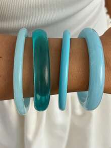4pcs Elegant Vintage Casual Fashion Acrylic Bracelet Set Suitable For Women's Daily Wear - Multicolor - View 2
