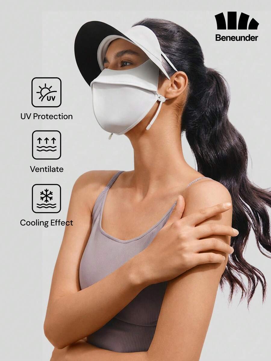 Beneunder Brimmed Full-Face Sun-Protection Mask AL333 - Light Grey - View 1