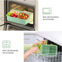 1pc 1200ml Bento Box With Utensils And Leak-Proof Lid, 3-Compartment Design, Also Suitable As Kitchenware, Ideal Christmas Gift - Multicolor - View 4