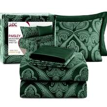 Lux Decor 6-Piece Paisley Bed Sheets High GSM Brushed Microfiber Sheets - Elevate Your Sleep Experience With 16-Inch-Deep Pocket Bedding Sheets & Pillowcases- Back To School- Graduation Gift- All Sizes Available- Winter Vibes, Christmas Decor, - 布希格林 - 查看 1