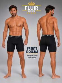 Kit com 3 Cuecas Boxer Ciclista Lisa Box Masculino Adulto Forro 100% Algodão Conforto e Qualidade. - Multicolorido - Visão 5