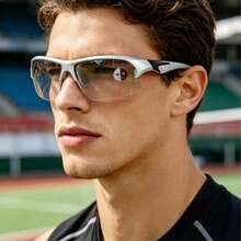 1PC Men's Outdoor Sports Photochromic Half-Frame Cycling Glasses, 2-In-1 White To Gray - Multicolor - View 2