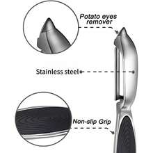 2pcs Stainless Steel Peeler Set, Home Fruit And Vegetable Peeler, Sharp Potato Apple Cucumber Peeler, Non-Slip Handle Melon Peeler - Black - View 8