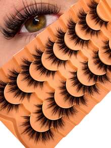 9 Pairs 3D Faux Mink Strip Lashes Black Band Natural Thick Reusable Daily Makeup False Eyelashes - Black - View 7