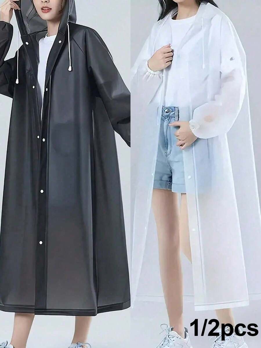 1/2 件长款 EVA 男女通用雨衣,加厚防水雨衣,男女连帽雨衣,防水、防风、快干、透气 - 非常适合骑行、徒步旅行和户外探险旅行一次性用品旅行酒店必需品户外必需品房间用品海滩旅行迷你经期一次性用品浴室配件旅行必需品旅行配件旅行必备品假期暑假学校配件返校用品 - 彩色 - 查看 1