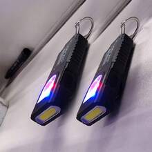 2pcs Mini LED Flashlight, USB Rechargeable Red & Blue Dual Flashing Light, Clip Design, Portable Hands-Free Reading & Work Light, Suitable For Repair, Work, Reading, Camping, Fishing, 5 Adjustable Brightness Modes - Black - View 9