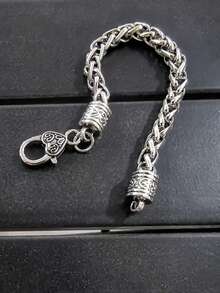 1pc Fashion Zinc Alloy Buckle Design Chain Bracelet For Women For Daily Decoration - Antique Silver - View 2