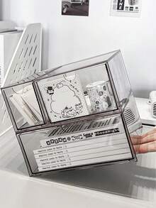 6/4/3/1pc Large Capacity Transparent Desktop Storage Box, Combinable Drawers, Multi-Functional Storage Box, Suitable For Stationery, Pens, Erasers And Desktop Accessories, Suitable For Desk, Office Desk, Dormitory And Desktop Decoration, Cosmetic Storage Box, Stationery Classification Storage Box, Bedroom Decoration, Desktop Organization Essentials - Multicolor - View 8