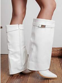 wellspring Folded Over The Boot With A Strap And Ornament Holiday Vacay Vibe For And Summer Shoes Spring Shoes Spring Break Easter - White - View 3