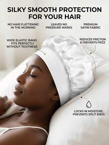 Awegeo 6pcs/1pc Neutral Satin Sleep Bonnet, Loose Elastic Band Soft Sleep Cap, Breathable Hair Protection, Suitable For Curly And Natural Hair - Multicolor - View 3