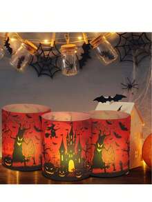 3/6 buah Dekorasi Lilin Halloween Bingkai Berongga, Dekorasi Lilin Bertema Hantu, Ciptakan Suasana Liburan Halloween, Sempurna untuk Dekorasi Pesta Halloween - View 3
