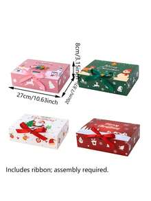 4pcs/1pc Christmas Gift Box, Multiple Styles Available, Self-Assembly Required, Suitable For Christmas Party, Christmas Tree Decoration, Theme Party, Thanksgiving, New Year, Party Favors, Holiday Gathering And Holiday Scene Decoration - One Size Fits All - View 3