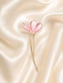 1pc Elegant Lotus Shaped Brooch Pin, Floral Lapel Pins For Women Dress/Sweater Accessories - Multicolor - View 5
