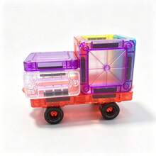 磁力車組 - 磁力車底盤，適用於磁力玩具 STEM 拼砌積木玩具配件，與磁力積木相容，耐用輪子，適合 3 歲以上男孩女孩的創意遊戲教育玩具 (隨機顏色) - 彩色 - 查看 11