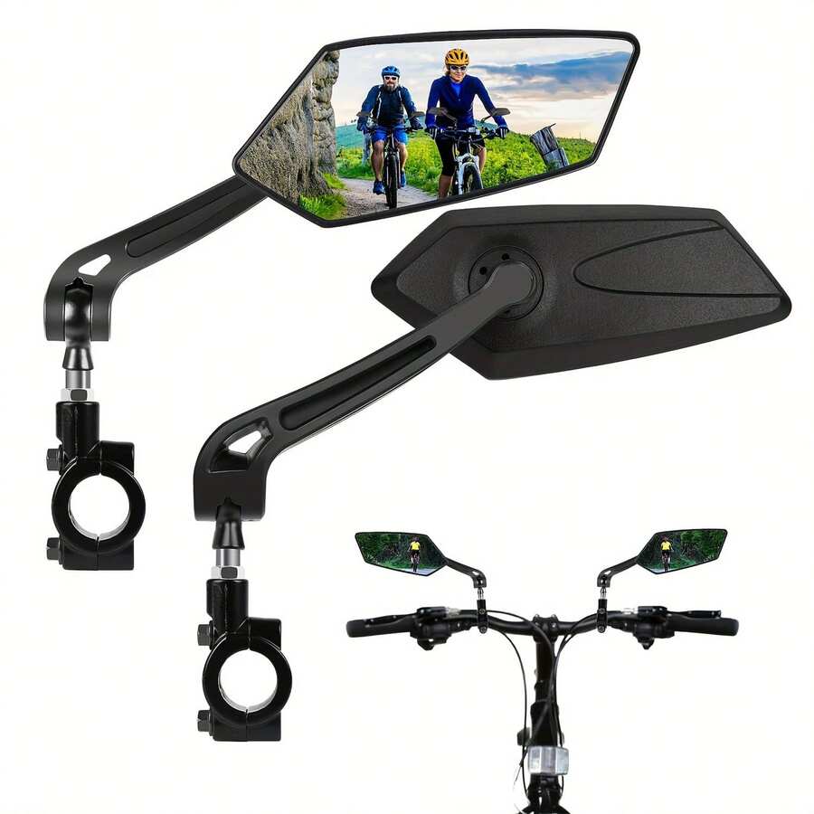 1 Pair Mountain Bike Rearview Mirror, Foldable High-Definition Flat Reflective Mirror, 360° Rotating Adjustable Tilt Angle, Elevated Design, With Installation Tools, Cycling Accessory - Multicolor - View 1