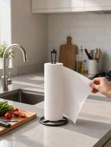 Paper Towel Holder Dispenser With Weighted Base, Non-Slip, Spring Arm Easy Tear, Stainless Steel, Suitable For Home Kitchen Countertop And Desktop - Multicolor - View 2
