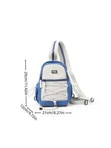 Unisex Mini Hiking Backpack, Color Block Small Outdoor Daypack With Elastic Rope Decor, Padded Adjustable Shoulder Straps - Multicolor - View 11