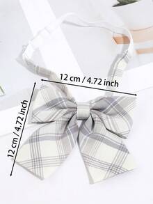 1pc Women Grey Plaid Bow Tie JK Uniform Shirt Collar Bow Sweet Preppy Style Neck Accessory - Multicolor - View 6