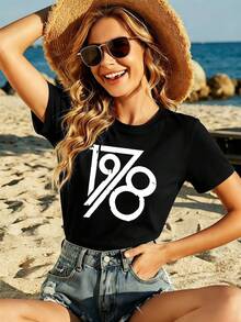 Vintage 1978 Women's Graphic T-Shirt, 100% Cotton, Unique Graphic Print, Casual, Breathable. - Black - View 6