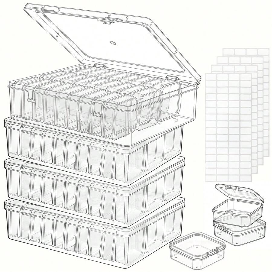 Bead Organizer Box, 14/24/30Pcs Small Clear Storage Box, Mini Clear Dimond Storage Containers Boxes With Box, Mini Clear Dimond Storage Containers Boxe - 1 Set - View 1