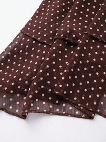 Polka Dot Halter Neck Sleeveless Top For Women Brown Summer - Brown - View 5