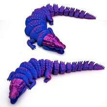 Crocodile 3D Printed Doll, Flexible Mouth Opening And Closing, Desktop Display Funny Ornament, Car/Bookshelf Decoration, Thanksgiving/Birthday/Christmas Gift (Random Color Stripes) - Multicolor - View 3