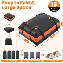 Waterproof Car Roof Cargo Bag 20 Cubic Feet Large Capacity Portable Roof Luggage Storage Organizer Universal Fit For Car SUV Truck Outdoor Travel Road Trip - 15cuft - View 3