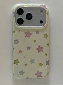 Colorful Star Pattern Double Layer Phone Case Compatible With Apple 17 Pro Max, 16 Pro New Model, 17, 15 Pro, 14, 13, 18 Pro Max, Full Coverage Protective Shell For Women, Niche High Aesthetic Design - Yellow - View 3