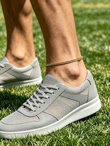 1pc Minimalist Stainless Steel Chain Anklet Silver/Gold Foot Jewelry For Men, Accessory - JC252 - View 4