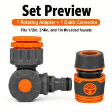 1pc 180° Rotating Threaded Garden Hose Adapter, Yard Faucet Accessory, Durable ABS Material, Fits 1/2in, 3/4in, 1in Threaded Faucets, Adjustable Water Direction; 4-Way Quick Connector, Suitable For European And American Garden Watering, Car Washing, Yard Cleaning, Quick Installation And Easy To Use - 1/4" Quick Connect Fitting - View 4