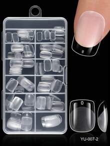 120pcs Matte Soft Gel Full Coverage Square Acrylic Artificial Toenail Tips For Nail Salon And Home Pedicure Nail Care Supplies - 無色 - 查看 13