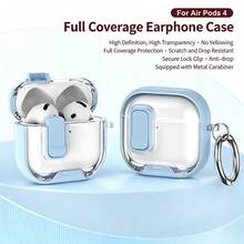 1 buah Casing Ponsel/Penyangga Earphone Transparan dengan Tutup Terbuka dan Warna Kontras, Kompatibel dengan Apple 4 Earbud Bluetooth Nirkabel, Transparan dengan Pelindung Lembut untuk Switch Pro 2 - Clear - View 12