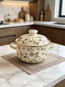 1pc Enamel Ceramic Pot, Dual Ear Soup Pot, Stew Pot With Lid, Non-Stick Pot, Suitable For Gas & Induction Cooktop, Thickened Enamel Ceramic Soup Pot, Dual Ear Enamel Ceramic Pot, Household Pot, Pot For Cooking, Frying Pan, Noodle Pot - Multi-colored Enamel Soup Pot - View 14