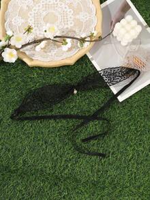 1pc Lace Wide Band Alloy Ocean Element Decorative Knotted Headband, Breathable Comfortable Women's Hair Hoop, Vintage Bohemian Style Summer Early Autumn Daily Outing Beach Wedding Outdoor Hair Accessory - Multicolor - View 13