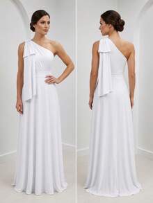 Long Dress For Bridesmaid Wedding Graduation Light Party - White - View 7