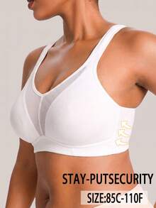 1pc Casual Comfortable Minimalist Plus Size Women's Bra, Wire-Free Lift Soft Comfortable Underwear - White - View 5