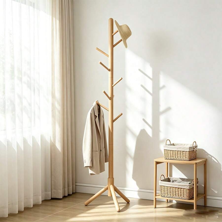 Standing Coat Rack With Multiple Hooks, Space-Saving, Freestanding, Suitable For Entryway And Living Room Areas, Durable Hanging Rack For Coats, Hats, Handbags And Other Clothing, Minimalist Nordic Style Home Decor Storage Rack - Multicolor - View 1