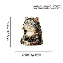 1pc Famous Painting Cat Enamel Pin, Mona Lisa Girl With A Pearl Earring Renaissance Kitten Gold Trim Lapel Pin, Metal Pin For Jackets Bags, Art Cat - Multicolor - View 11