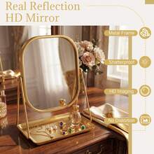 Vanity Mirror, Desktop Makeup Mirror, Metal European Vintage Style Desktop Vanity Mirror, Adjustable Stand High Definition Mirror, Bedroom Decor Ornament, Home Decor Mirror Student Dorm Portable Makeup Mirror, Suitable For Travel, Bedroom, Bathroom, Office, Vanity And Countertop, Makeup Tool, Back To School Season, Christmas Gift, Best Gift For Women - Multicolor - View 7